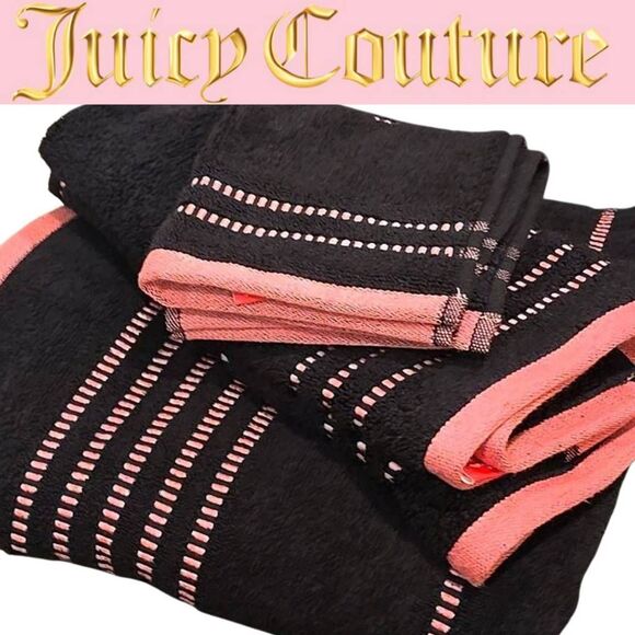 Juicy Couture Home Etched Stripe Bath Towel Set - Picture 1 of 8